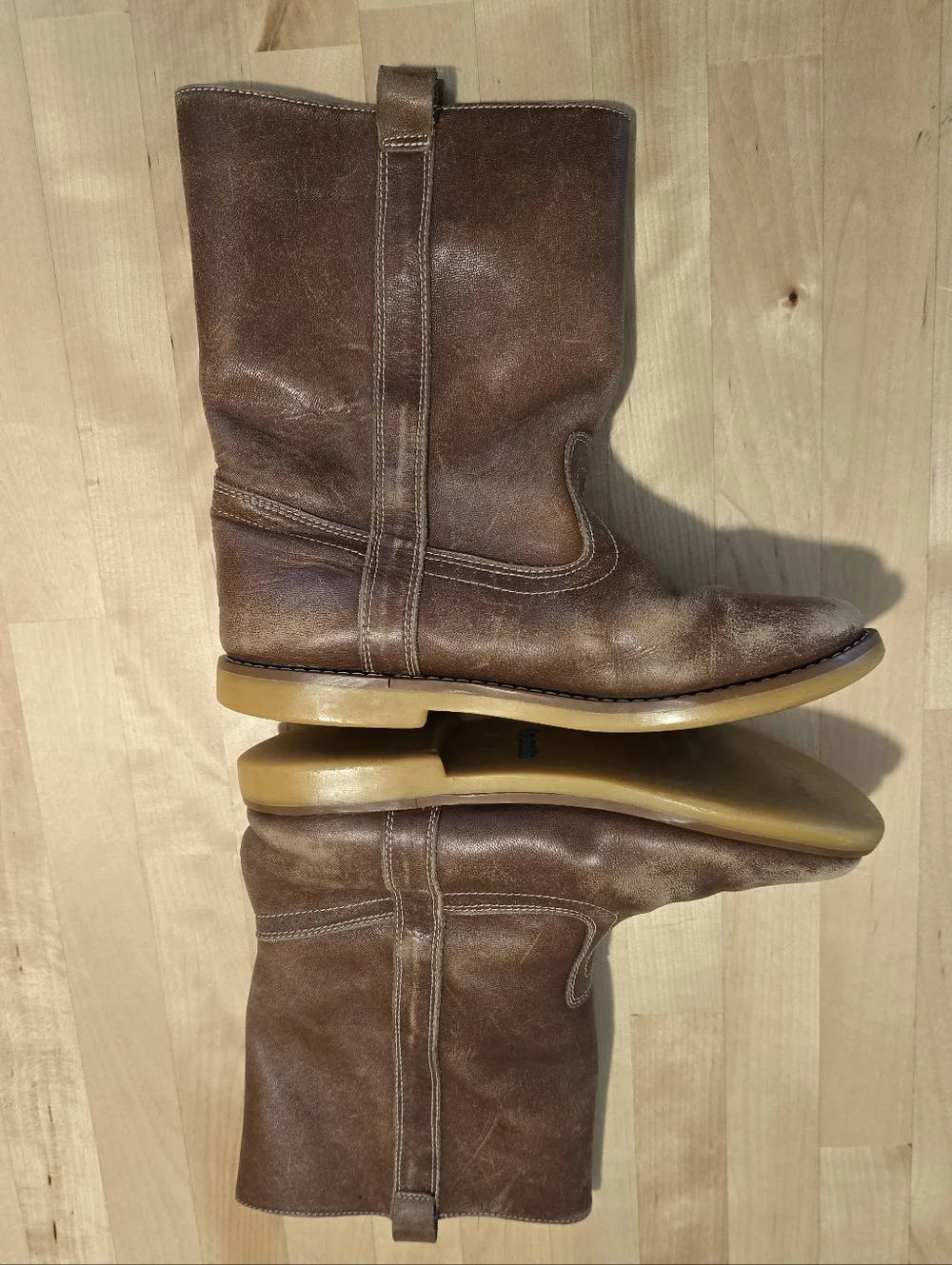 Elephantito Leather Pull-On Boots Size 4 Big Kids